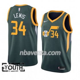 Camiseta Niños Utah Jazz Trey Lewis 34 2018-19 Nike Verde Swingman